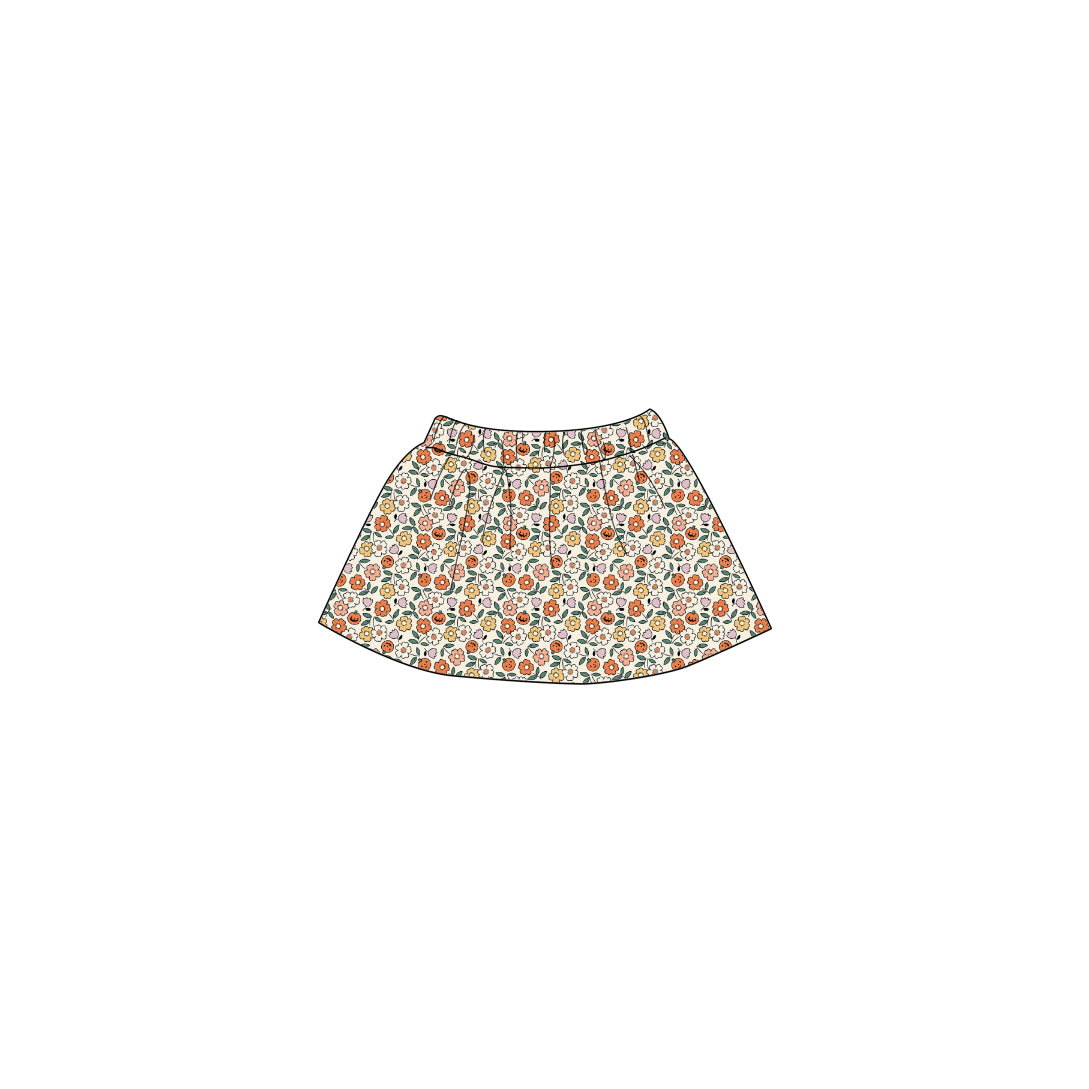 Pumpkin Floral - Doll Skirt