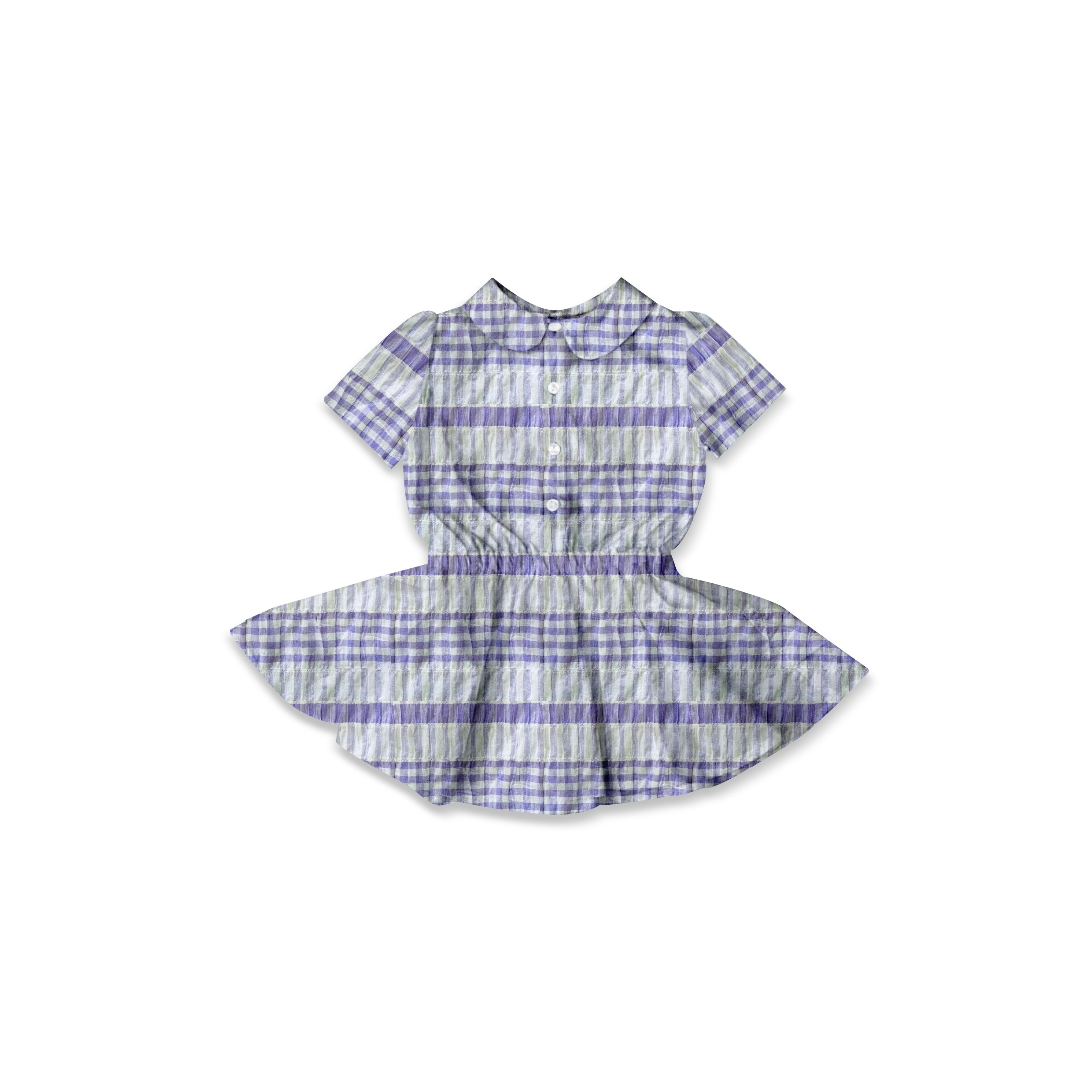 Purple Seersucker - Button Front Twirl Dress