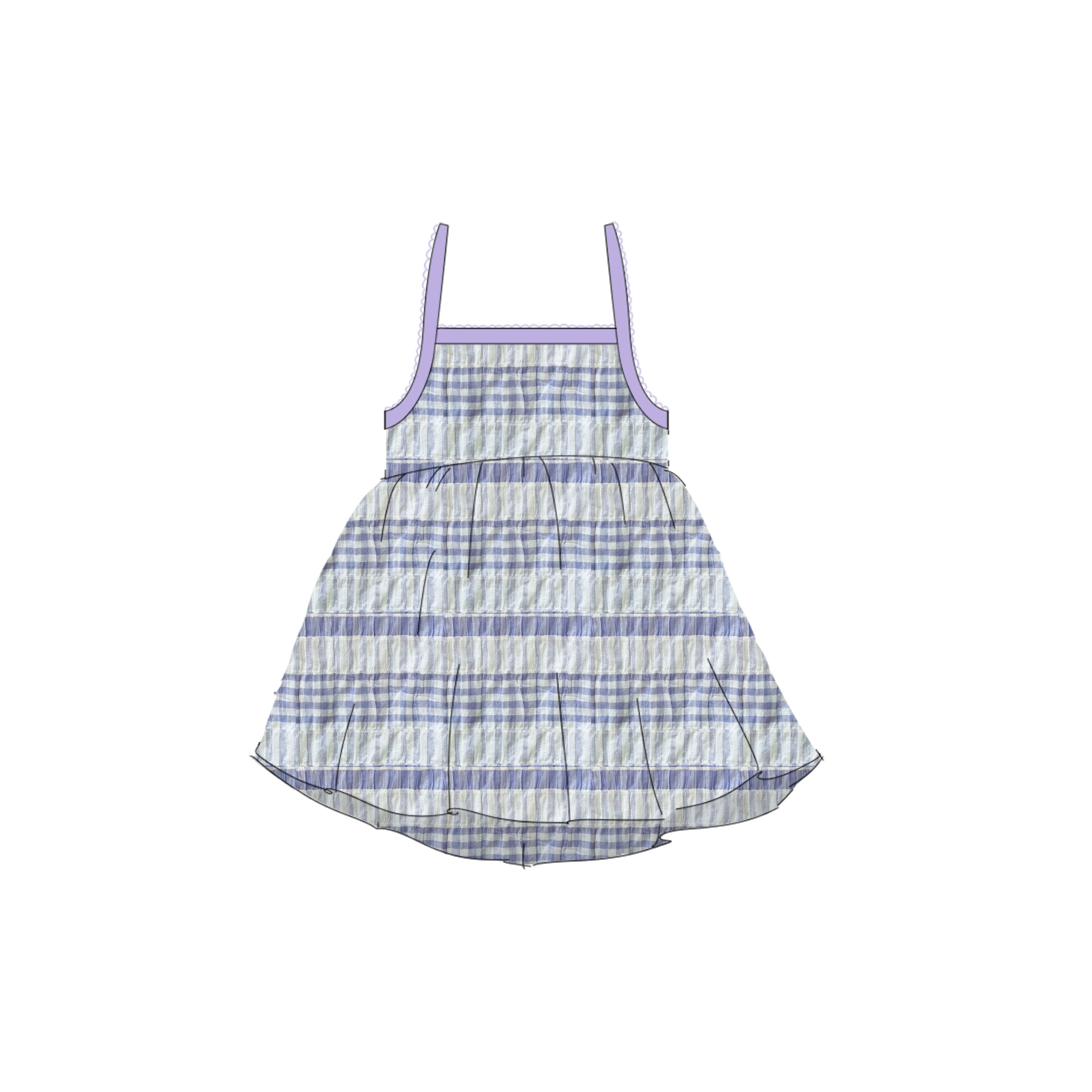 Purple Seersucker - Tie Back Sundress