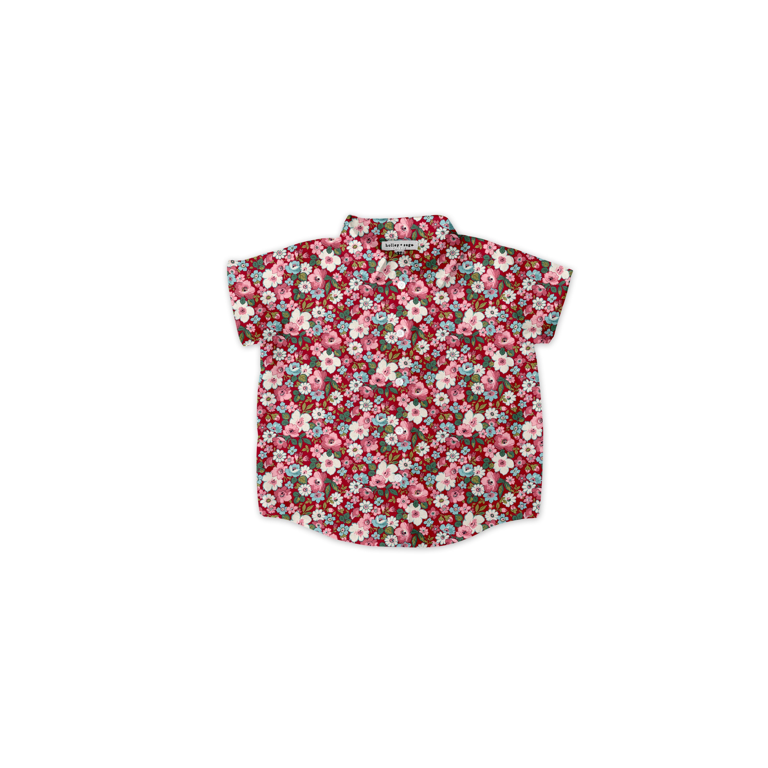 Red-Liberty-Floral - Button Up Shirt