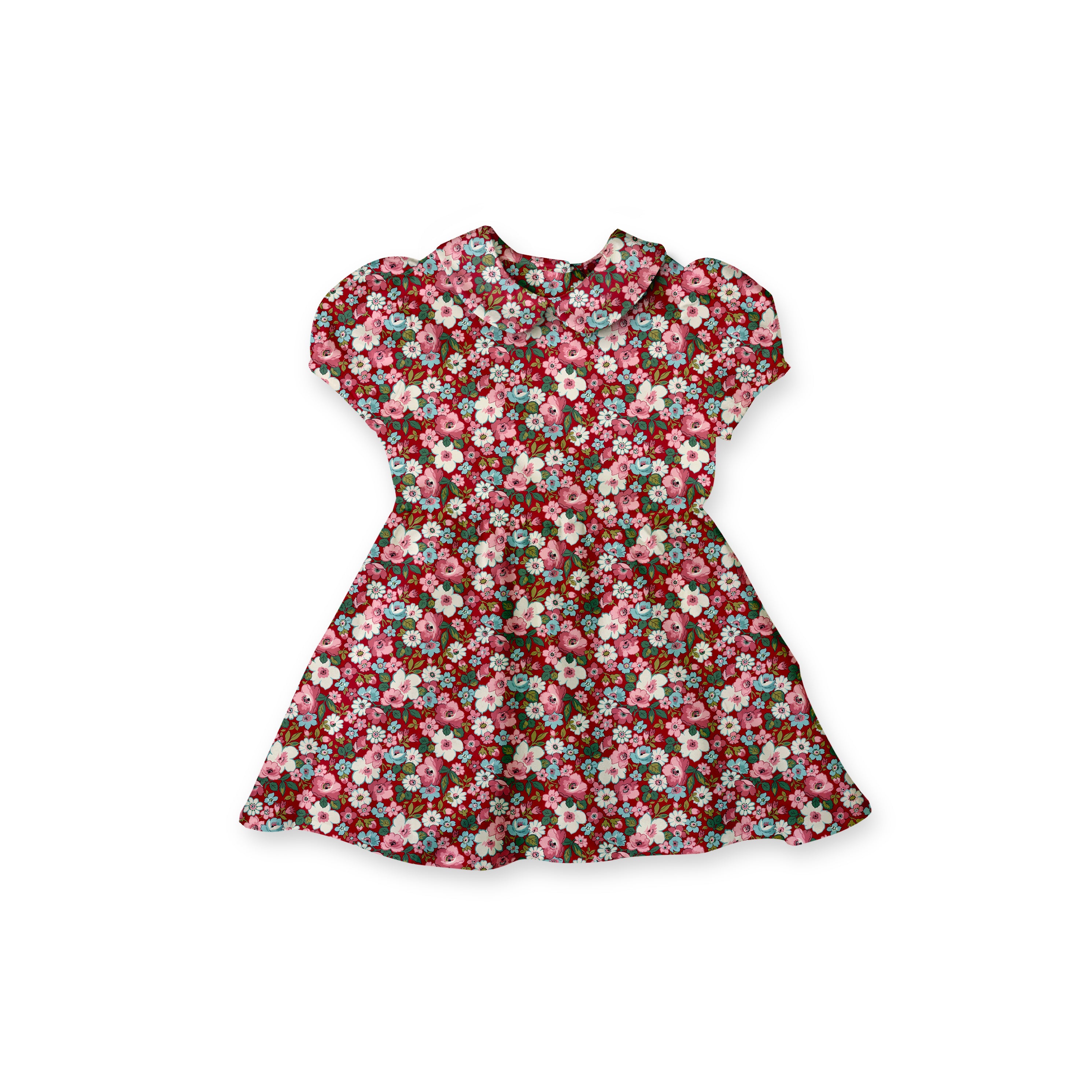 Red-Liberty-Floral - Vintage Style Basque Dress
