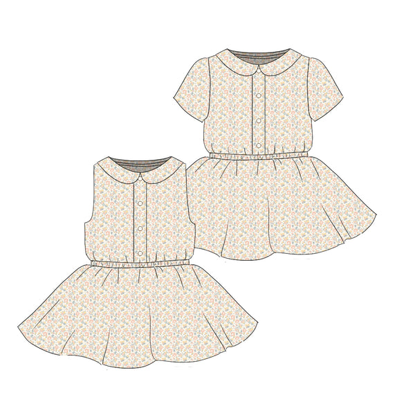 Riviera Floral - Button Front Twirl Dress