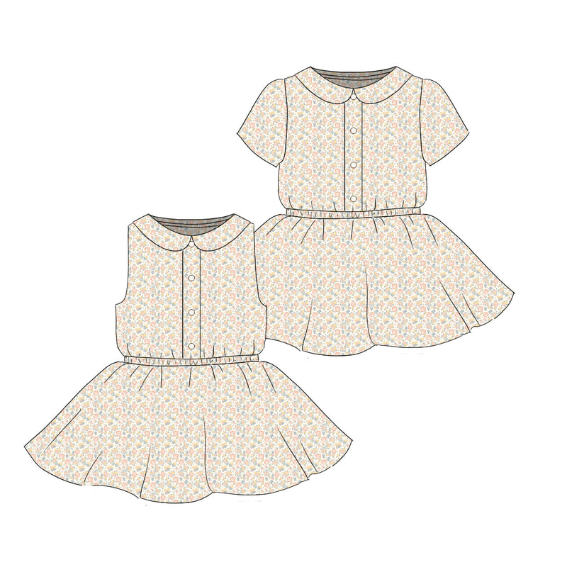 Riviera Floral - Button Front Twirl Dress