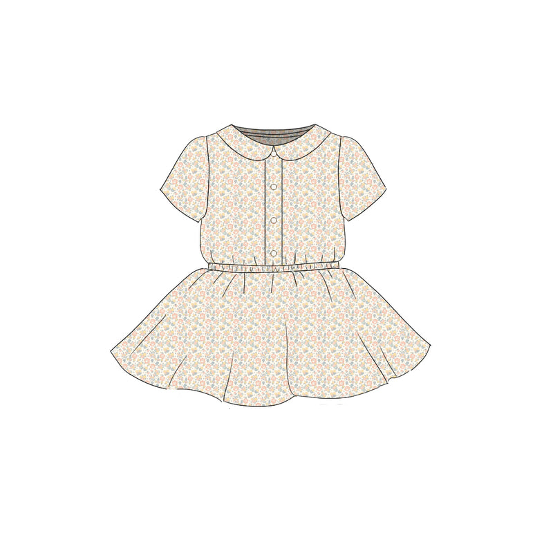 Riviera Floral - Button Front Twirl Dress