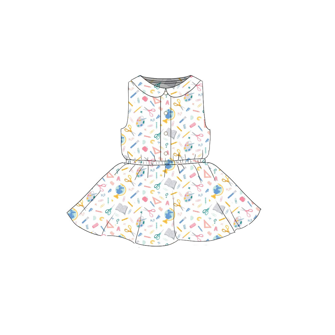 School Supplies - Button Front Twirl Dress