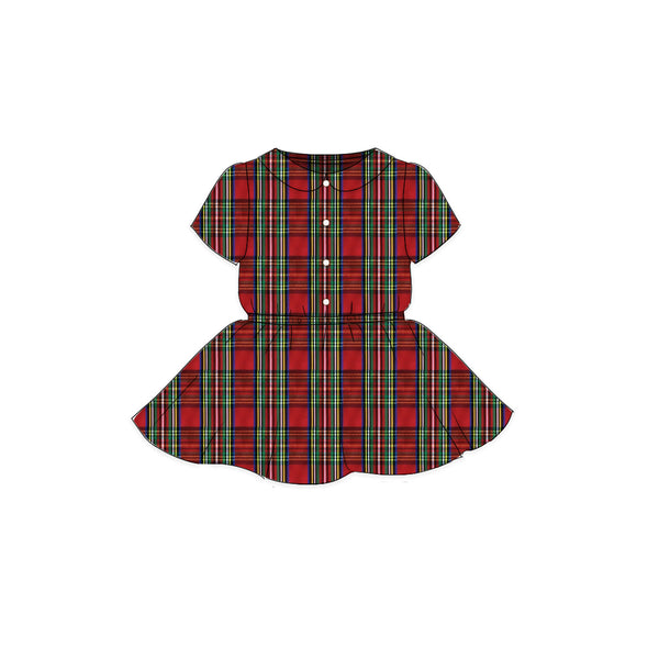Tartan Taffeta - Button Front Twirl Dress