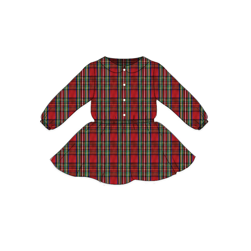 Tartan Taffeta - Button Front Twirl Dress