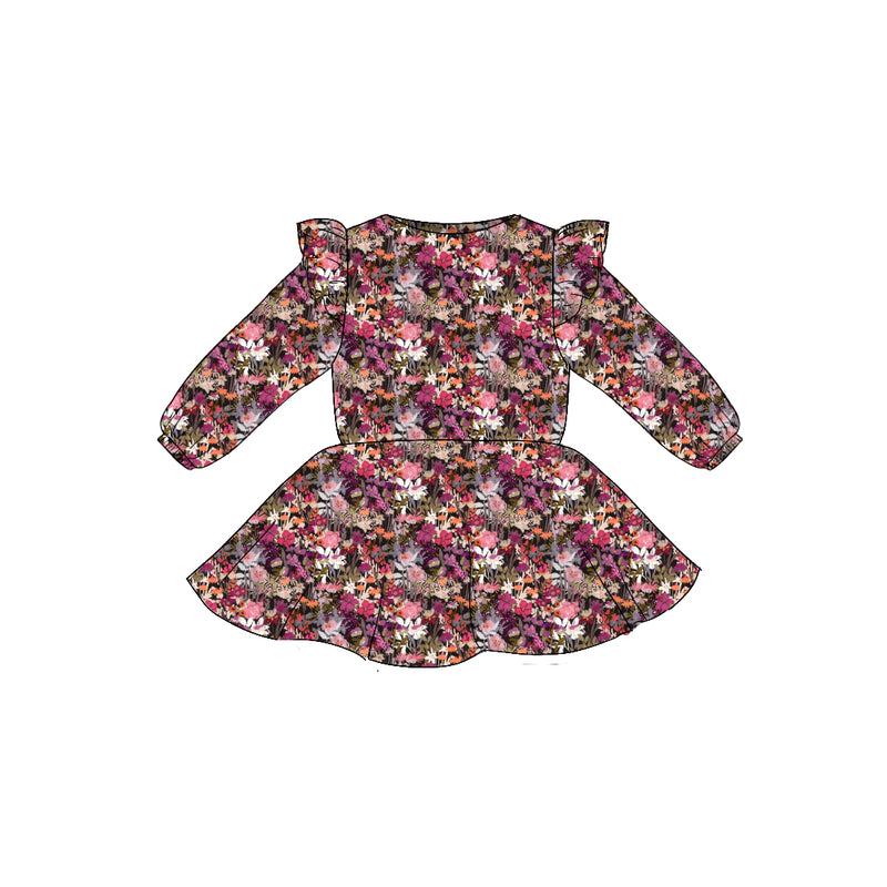 Fall Wildflower - Flutter Sleeve Twirl Dress