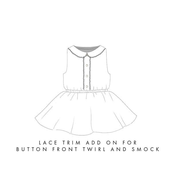 Add Lace Trim to Collar and Placket of Button Front Twirl or Smock