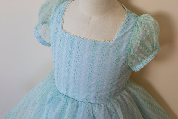 Blue Flocked Tea Dress - 5