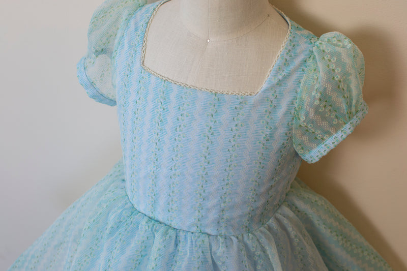 Blue Flocked Tea Dress - 5
