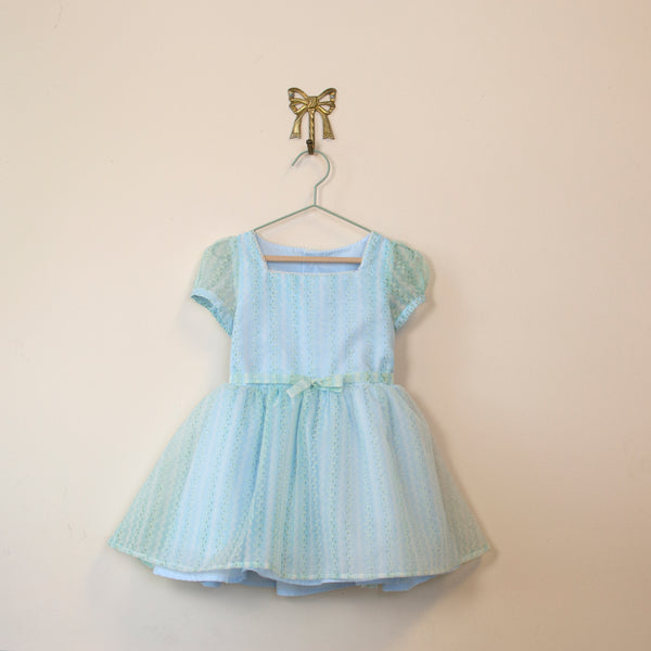 Blue Flocked Tea Dress - 5
