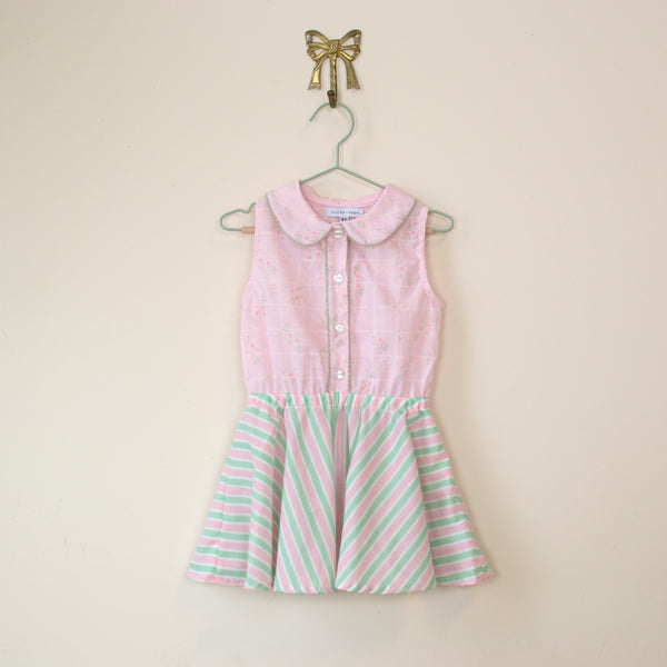 Flocked and Candy Stripe Button Front Twirl - 4T