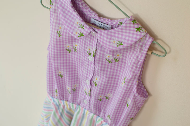 Purple Flocked and Stripe Button Front Twirl - 6