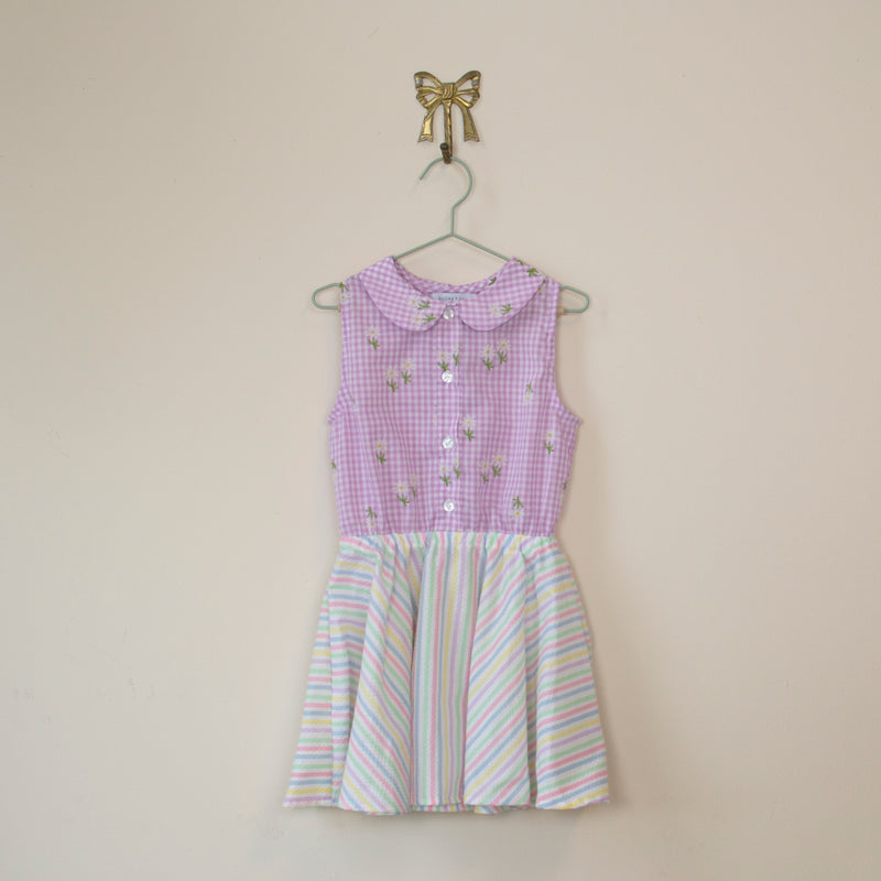Purple Flocked and Stripe Button Front Twirl - 6