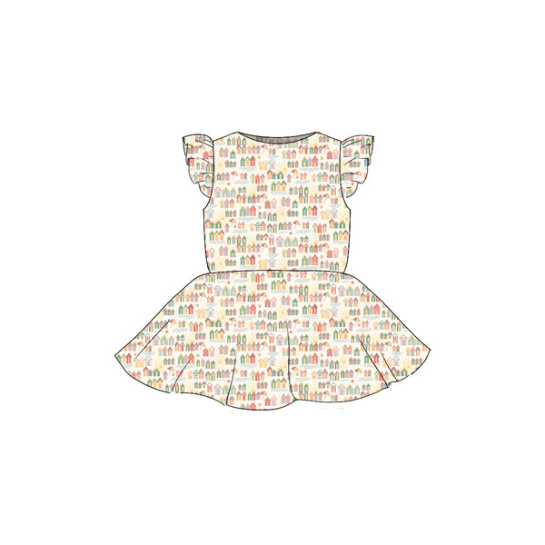 Tiny Houses - Flutter Sleeve Twirl Dress