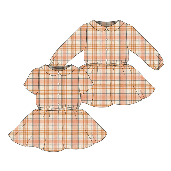 Nutmeg Flannel- Button Front Twirl Dress