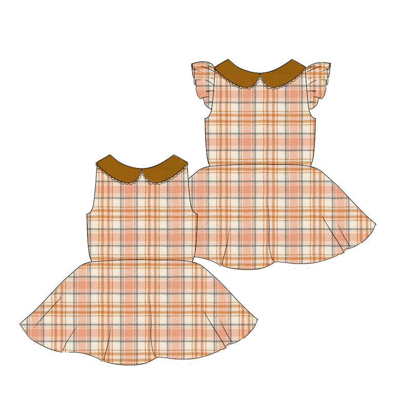 Nutmeg Flannel- Collared Back Twirl Dress