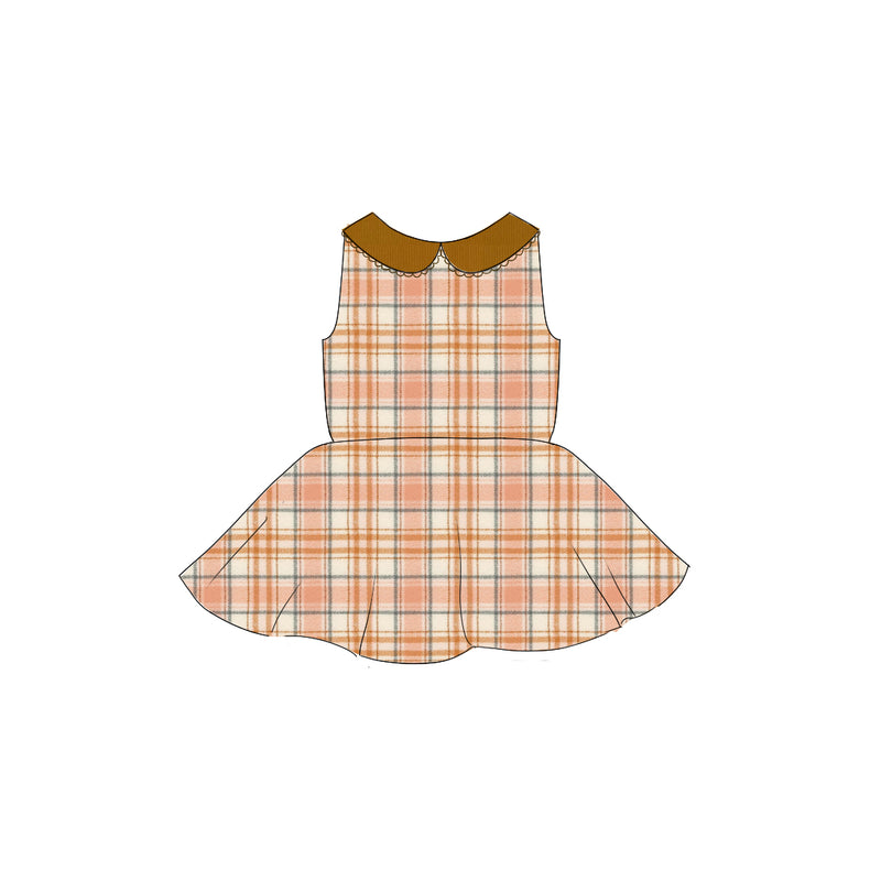 Nutmeg Flannel- Collared Back Twirl Dress