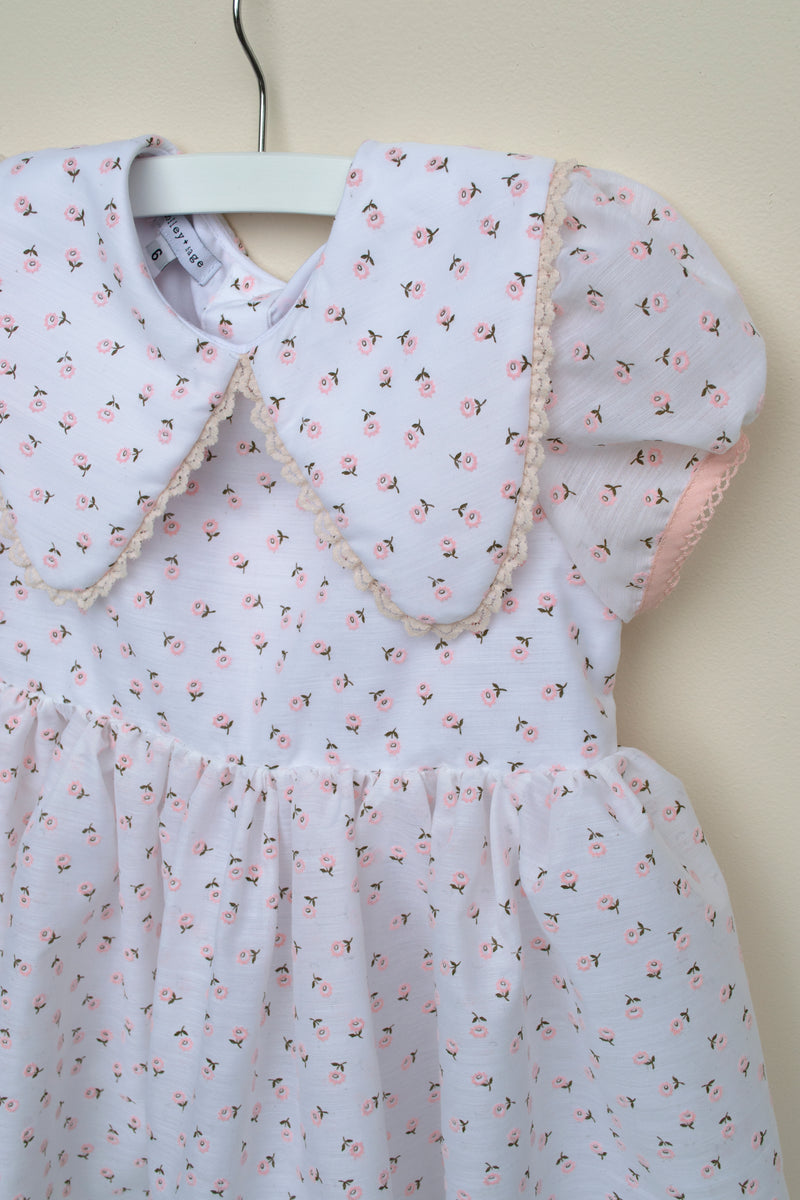 White Mini Pink Flock Vintage Fabric Dress