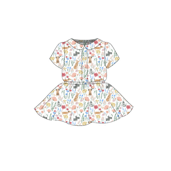 Puppy Garden - Button Front Twirl Dress
