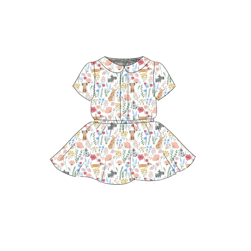 Puppy Garden - Button Front Twirl Dress