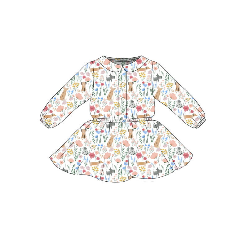 Puppy Garden - Button Front Twirl Dress