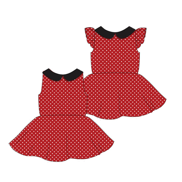 Red Dot - Collared Back Twirl Dress