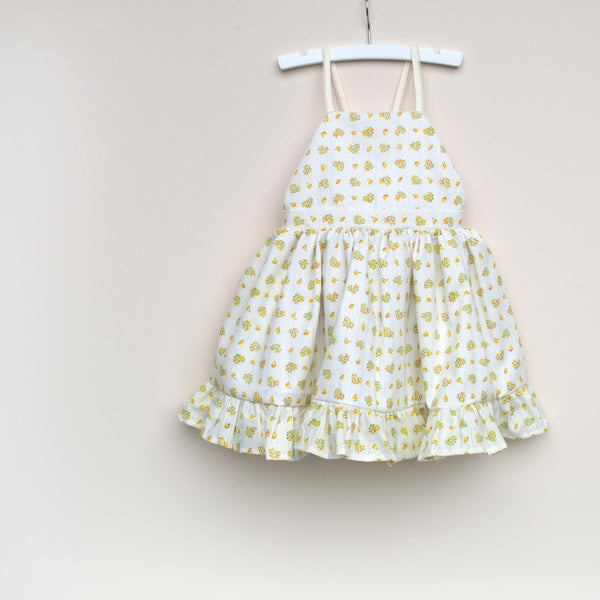 Yellow Dimity Vintage Fabric Party Dress