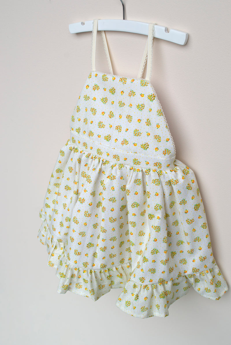 Yellow Dimity Vintage Fabric Party Dress