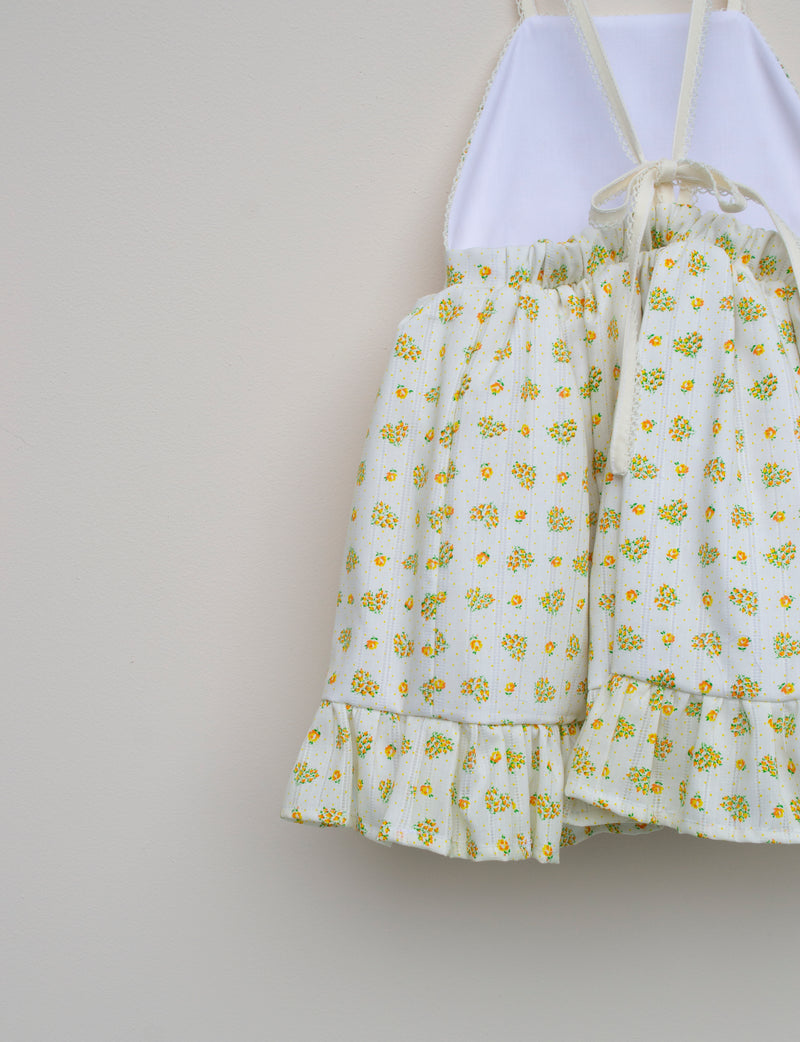 Yellow Dimity Vintage Fabric Party Dress