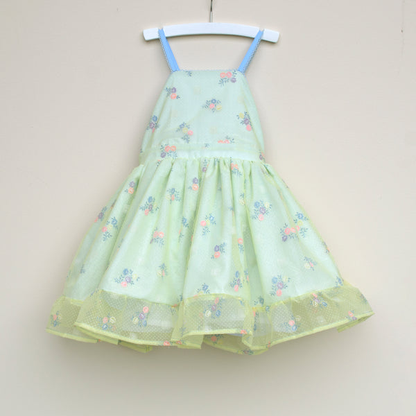 Yellow Flock Vintage Fabric Party Dress